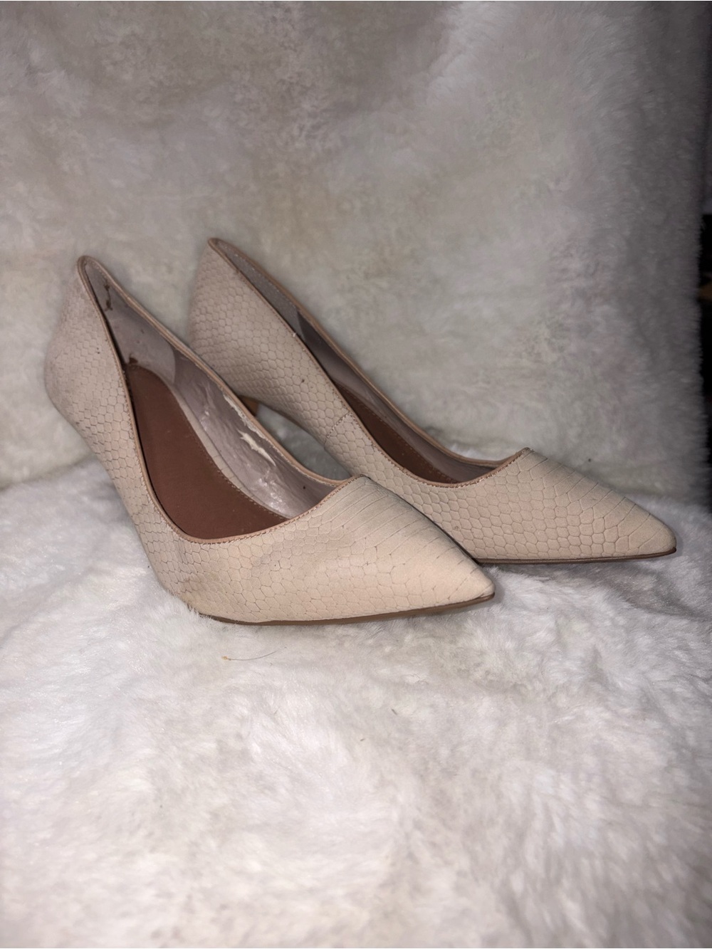 Vince Camuto Pointed Toe Low Heel Pumps in Light Nude
